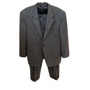Jos. A. Bank Mens Gray Pleated 2pc Suit 46R Jacket 41 Pant